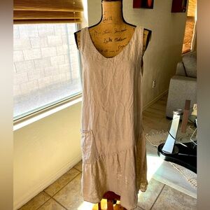 Garnet Hill tan linen dress size 12
